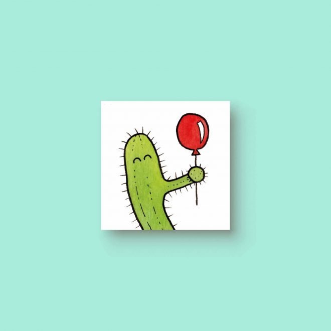 Cactus Red Balloon 5x5